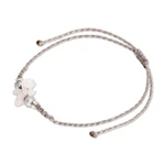 Rose quartz macrame pendant bracelet, 'Healing Flower' - Adjustable Macrame Rose Quartz and Crystal Pendant Bracelet