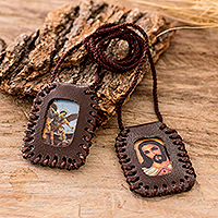 Handgefertigte Halskette mit doppeltem Anhänger, „Pfad des Glaubens“ – handgefertigte, inspirierende, religiöse Halskette mit doppeltem Anhänger