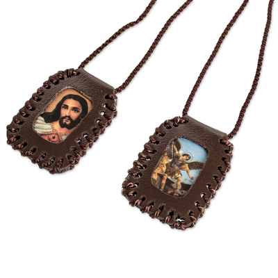 Handcrafted double pendant necklace, 'Path of Faith' - Handcrafted Inspirational Religious Double Pendant Necklace