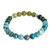 Men's multi-gemstone beaded stretch bracelet, 'Water and River' - Men's Agate Peridot and Malachite Beaded Stretch Bracelet