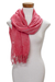Cotton scarf, 'Coral Red' - Hand-Painted Fringed Cotton Scarf in Red from Costa Rica