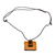Recycled glass pendant necklace, 'Crystalline Glam' - Modern Square Recycled Glass Pendant Necklace in Honey