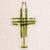 Glass wall cross, 'Forest Prayer' - Handmade Dark Green Float Glass Wall Cross from Costa Rica