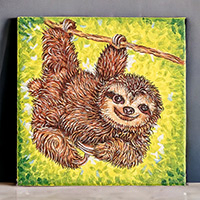 'Endearing Sloth' - Eco-Friendly Acrylic on Canvas Realistic Sloth Painting