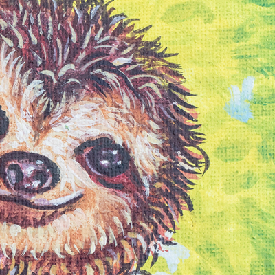 'Enearing Sloth' - Acrílico ecológico sobre lienzo Pintura realista de perezoso