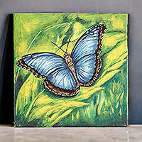 'Morpho Butterfly' - Eco-Friendly Acrylic Realistic Morpho Butterfly Painting