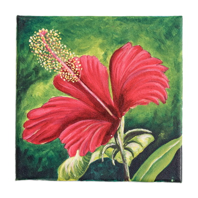 'Hibiscus Flower' - Pintura de flor de hibisco realista acrílica ecológica