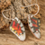 Enameled copper dangle earrings, 'Butterfly Essence' - Hand-Painted Butterfly Wing Enameled Copper Dangle Earrings (image 2b) thumbail