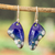 Enameled copper dangle earrings, 'Small Blue Winged Butterfly' - Enameled Copper Dangle Earrings with Butterfly Wing Motif (image 2) thumbail