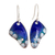 Enameled copper dangle earrings, 'Small Blue Winged Butterfly' - Enameled Copper Dangle Earrings with Butterfly Wing Motif thumbail
