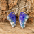 Enameled copper dangle earrings, 'Small Blue Winged Butterfly' - Enameled Copper Dangle Earrings with Butterfly Wing Motif (image 2b) thumbail