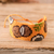 Macrame wristband bracelet, 'Orange Tropic' - Tropical-Themed Handwoven Orange Macrame Wristband Bracelet