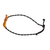 Macrame pendant bracelet, 'Marine Spirit in Orange' - Handwoven Black Macrame Bracelet with Orange Fin Pendant