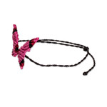 Macrame pendant bracelet, 'Fuchsia Hope' - Handmade Butterfly-Themed Fuchsia Macrame Pendant Bracelet