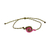Macrame pendant bracelet, 'Perseverant Pink' - Pink and Green Macrame Bracelet with Snail Pendant