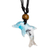 Resin pendant necklace, 'Tropical Dolphin' - Blue Dolphin-Themed Resin Pendant Necklace from Costa Rica