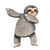 Wood magnet, 'Trendy Sloth' - Hand-Painted Whimsical Dancing Sloth Pinewood Magnet
