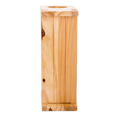 Wood single-serve drip coffee stand, 'Peaceful Scents' - Sloth-Themed Pinewood Single-Serve Drip Coffee Stand
