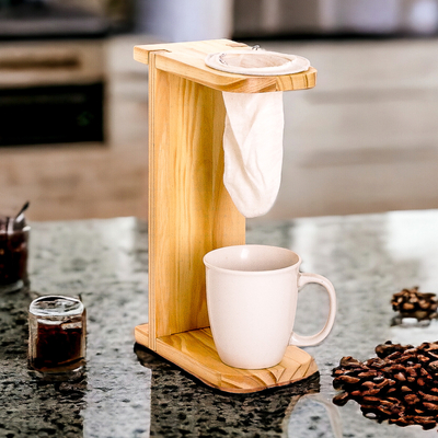 Puesto de café de goteo de una sola porción de madera - Soporte de café de goteo monodosis hecho a mano en madera de pino