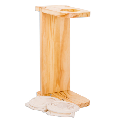 Wood single-serve drip coffee stand, 'Delightful Scents' - Handcrafted Pinewood Single-Serve Drip Coffee Stand