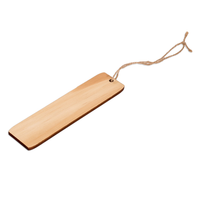 Wood bookmark, 'Harmonious Words' - Tropical Hummingbird-Themed Handcrafted Pinewood Bookmark