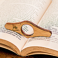 Wood page holder, 'Serene Reading' - Tropical Sloth-Themed Handcrafted Pinewood Page Holder