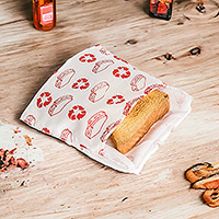 Wiederverwendbare Sandwich-Tasche aus Baumwolle, „Conscious Bites in Red“ – handgefertigte wiederverwendbare Sandwich-Tasche aus biologisch abbaubarer Baumwolle