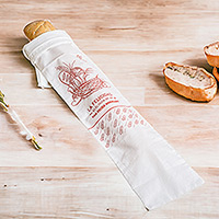 Bolsa de pan de algodón reutilizable, 'Happiness in Red' - Bolsa de pan de algodón biodegradable, ecológica y reutilizable