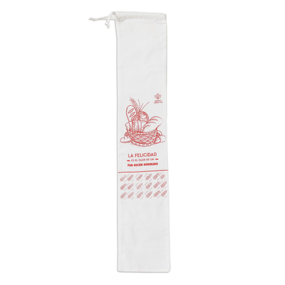 Reusable cotton bread bag, 'Happiness in Red' - Reusable Eco-Friendly Biodegradable Cotton Bread Bag