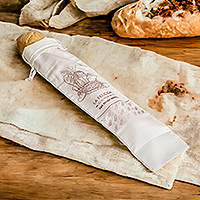 Bolsa de pan de algodón reutilizable, 'Happiness in Maroon' - Bolsa de pan de algodón biodegradable reutilizable hecha a mano