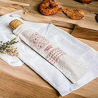 Bolsa de pan de algodón reutilizable, 'Freshness in Red' - Bolsa de pan de algodón reutilizable biodegradable impresa a mano