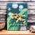 'Golden Dart Frog' - Stretched Impressionist Green and Yellow Frog Painting
