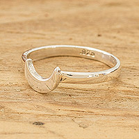 Sterling silver band ring, 'Dazzling Night'
