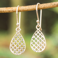 Sterling silver dangle earrings, 'Ethereal Shine' - High-Polished Drop-Shaped Sterling Silver Dangle Earrings
