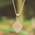 Collar colgante de plata esterlina - Collar con colgante pulido con estampado geométrico y forma de diamante