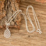 Sterling silver pendant necklace, 'Ethereal Shine' - High-Polished Drop-Shaped Sterling Silver Pendant Necklace