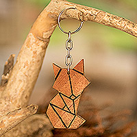 Holz-Schlüsselanhänger, „Minimalist Kitty“ – handgefertigter, minimalistischer, moderner Katzen-Schlüsselanhänger aus Zedernholz