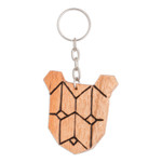 Wood keychain, 'Minimalist Bear' - Handcrafted Minimalist Modern Cedarwood Bear Keychain