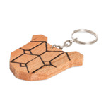 Wood keychain, 'Minimalist Bear' - Handcrafted Minimalist Modern Cedarwood Bear Keychain