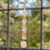 Crystal and glass beaded suncatcher, 'Wise Day' - Owl-Themed Warm-Toned Crystal and Glass Beaded Suncatcher