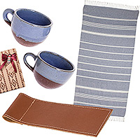 Set de regalo seleccionado - Set de regalo seleccionado para sesión de relajación en azul y marrón