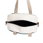 Cotton handbag, 'Checkered Viridian' - Handloomed Checkered Viridian Cotton Handbag with Zipper