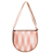 Leather-accented cotton sling bag, 'Moony Peach' - Handloomed Half-Moon Leather-Accented Peach Cotton Sling Bag