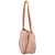 Leather-accented cotton sling bag, 'Moony Peach' - Handloomed Half-Moon Leather-Accented Peach Cotton Sling Bag