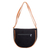 Leather-accented cotton sling bag, 'Moony Spring' - Handloomed Half-Moon Leather-Accented Black Cotton Sling Bag