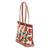 Leather-accented cotton shoulder bag, 'Happy Blooming' - Floral Embroidered Leather-Accented Cotton Shoulder Bag