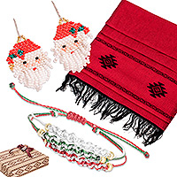 Curated gift set, 'Santa's Sparkling Accessories' - Handcrafted Christmas and Santa-Themed Curated Gift Set