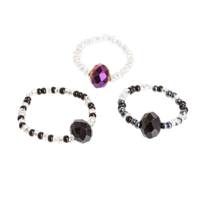 Curated gift set, 'Midnight Elegance' - Handmade Glass and Crystal Beaded Jewelry Curated Gift Set