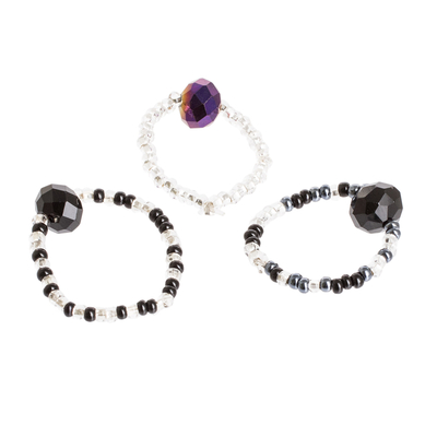 Curated gift set, 'Midnight Elegance' - Handmade Glass and Crystal Beaded Jewelry Curated Gift Set