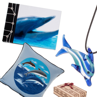 Kuratiertes Geschenkset - Von Delfinen inspiriertes blaues Geschenkset mit Ozeanmotiv